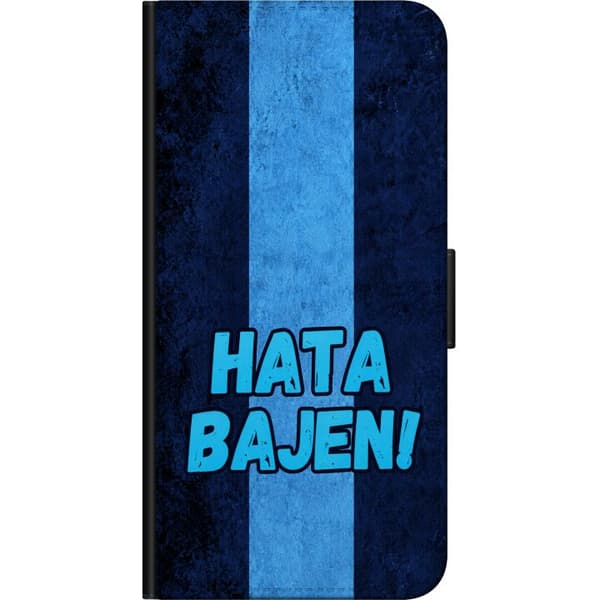 Kompatibelt Lommeboketui til Samsung Galaxy Note10+ Blå motstanderslogan - Stor lyseblå supporterslogan over loddrette blå striper blå
