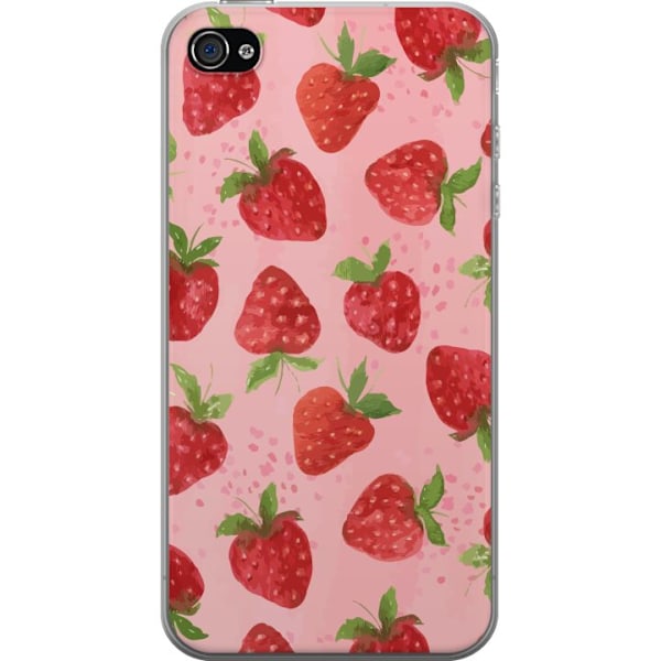 Apple iPhone 4 Genomskinligt Skal Strawberry Dreams – jordgubbsmönster i retrostil
