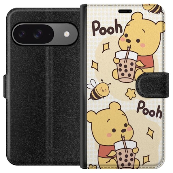 Google Pixel 9 Pro Lompakkokotelo Nalle Pooh - klassinen karhumotiivi uudessa tulkinnassa