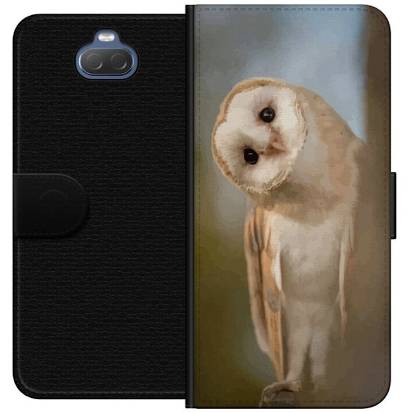 Sony Xperia 10 Lompakkokotelo Uggla Utelias Katse Lintumotiivi Metsä Luonto Grafinen Suunnittelu Suosittu Motiivi Eläin Teema Koriste