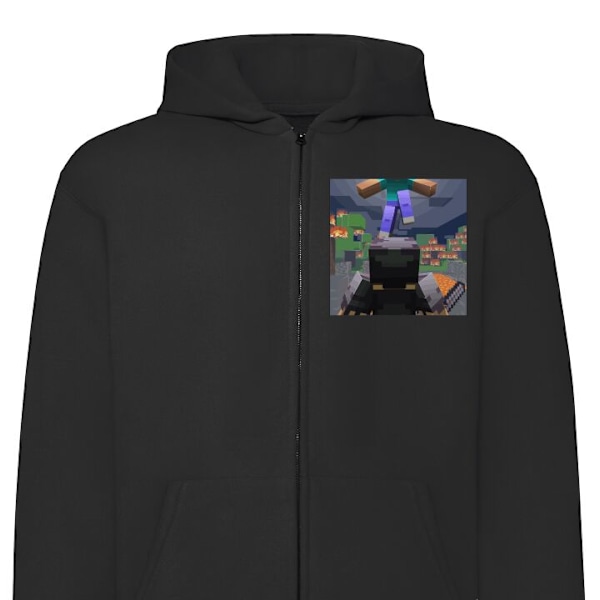 Zip-Hoodie | Hættetrøje med Lynlås til Voksne Minecraft sort L