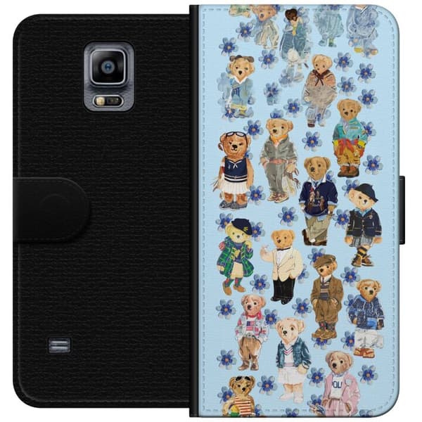 Kompatibel Tegnebogsetui til Samsung Galaxy Note 4 Søde bamser i trendy tøj med blå blomster blå