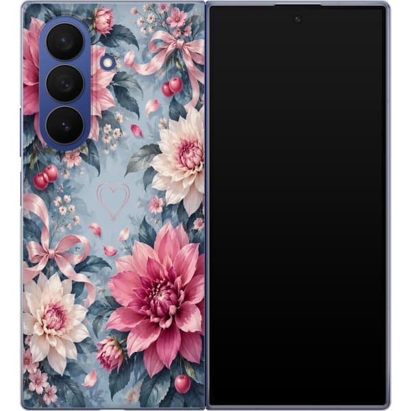 Kompatibelt Mobildeksel til Samsung Galaxy Z Fold7 rosendahliaer blå