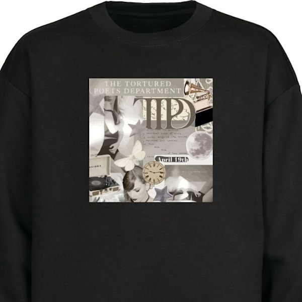 Sweatshirt för Vuxen | Klassisk Collegetröja Taylor Swift - TTPD svart S