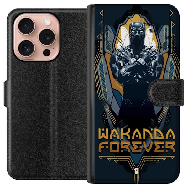 Apple iPhone 16 Pro Lompakkokotelo Black Panther: Wakanda Fore