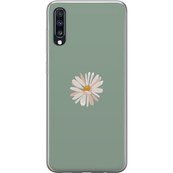 Samsung Galaxy A70 Genomskinligt Skal Grön Minimalblomma –
