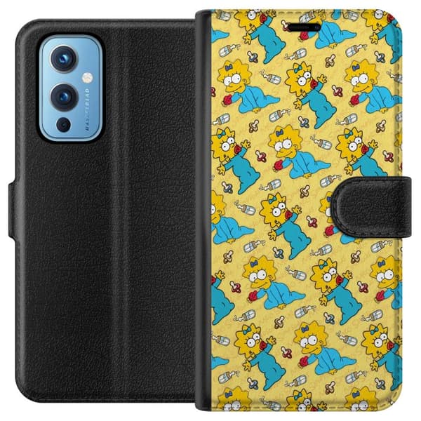 Kompatibel Tegnebogsetui til OnePlus 9 Mønster med Maggie Simpson, sutter og sutteflasker gul