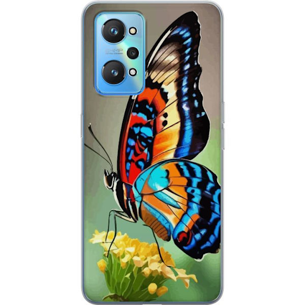Realme GT Neo2 Genomskinligt Skal Fjäril Natur Sommar Motiv Vingar Färgstark Design Populär Dekor Grafiskt Exotiskt Tema