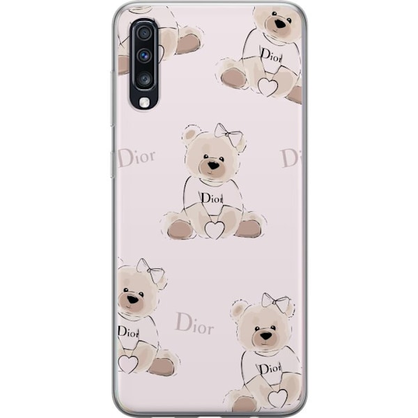 Samsung Galaxy A70 Gennemsigtig cover Teddy Dior Vibes - luksuriøs bamse i modetil