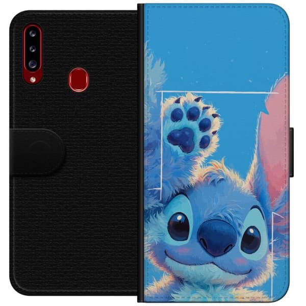 Kompatibelt Plånboksfodral till Samsung Galaxy A20s Fluffig blå figur blå