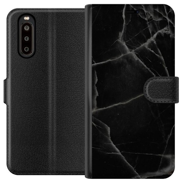 Sony Xperia 10 II Tegnebogsetui Sort marmor