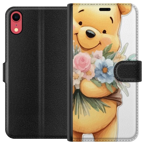Apple iPhone XR Lommeboketui Nalle Puh med blomster - klassisk