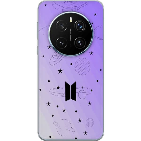 Kompatibelt Mobildeksel til Honor Magic7 Pro BTS-logo omgitt av planeter, stjerner og galakseillustrasjoner lila