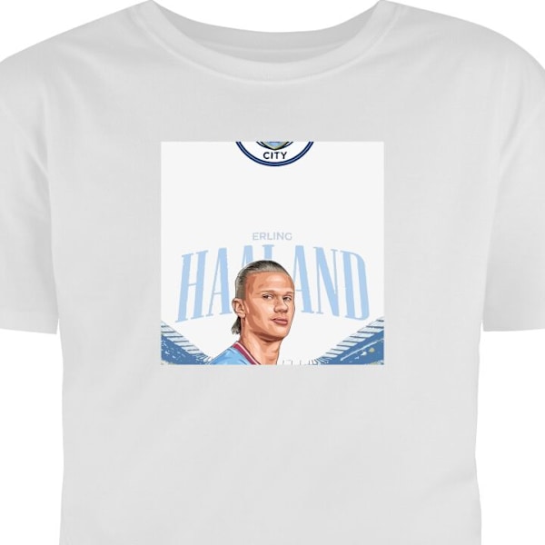 Børne T-shirt | Behagelig T-shirt til Børn Erling Haaland hvid 9-11 År