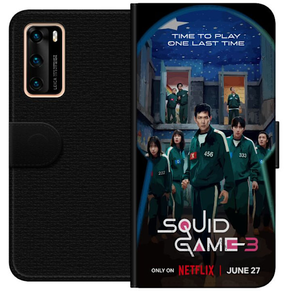 Huawei P40 Plånboksfodral Squid Game Säsong 3 Seriefigurer Populärt TV Serie Motiv Ikoner Spänning Drama Asiatisk Design Trend