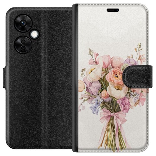 OnePlus Nord CE3 Plånboksfodral Mobilskal med färgglad blombukett i romantisk stil