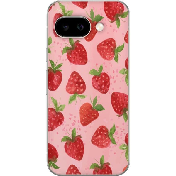 Google Pixel 9a Gennemsigtig cover Jordbærdrømme - Retro-stil jordbærmønster