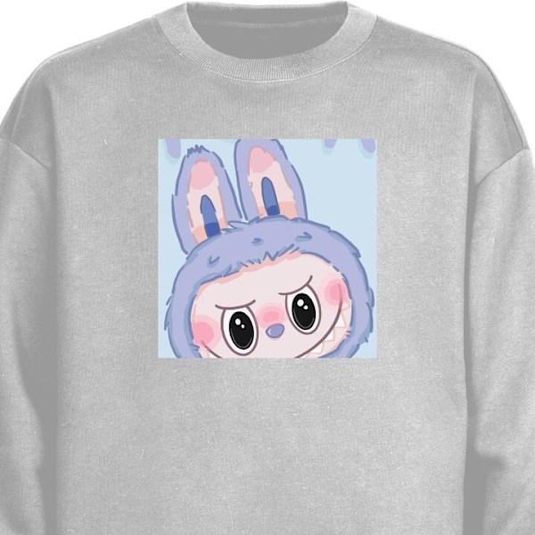 Sweatshirt til Voksne | Klassisk Collegebluse Blue Bunny Labub grå XXL