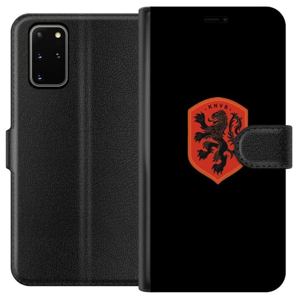 Kompatibel Tegnebogsetui til Samsung Galaxy S20+ Orange skjold med sort heraldisk løve mod sort baggrund sort