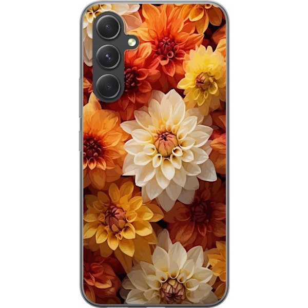 Samsung Galaxy S24 FE Genomskinligt Skal Blommor Orange