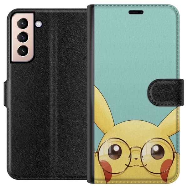 Kompatibelt Plånboksfodral till Samsung Galaxy S21 Pikachu glasögon