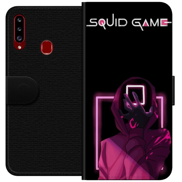 Samsung Galaxy A20s Plånboksfodral Squid Game Tema Populär Serie Motiv Grafiskt Ikoniskt Design Asiatisk Popkultur Spänning Drama
