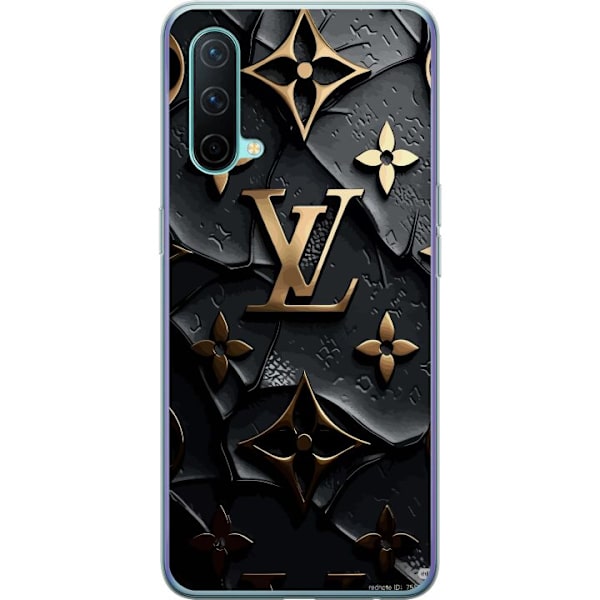 OnePlus Nord CE 5G Läpinäkyvä kuori Louis Vuitton Tumma tila Suunnittelu Musta Ylellisyys Tyyli Muoti Suosittu Graafinen Kuvio Muotisymboli Luksusb