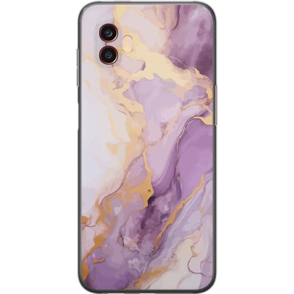 Samsung Galaxy Xcover6 Pro Genomskinligt Skal Marmor Lila Guld