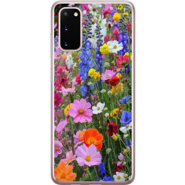 Samsung Galaxy S20 Läpinäkyvä kuori Kukkakuvioinen mobiilikuori kesäisellä niityllä ja luontomaisemalla