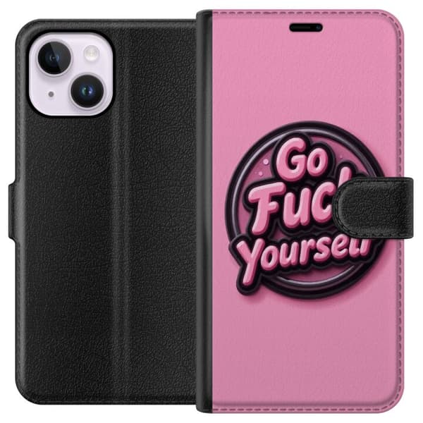 Kompatibelt Plånboksfodral till Apple iPhone 15 Plus Rosa 3D textposter