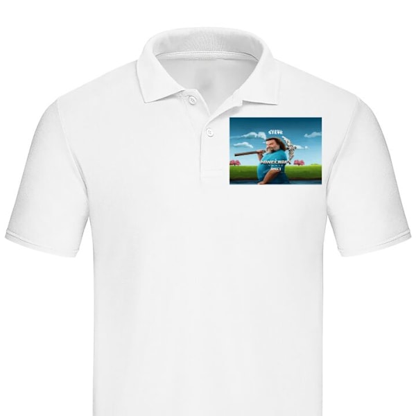 Poloshirt til Voksen | Elegant Poloshirt En Minecraft Film Hvid Stor