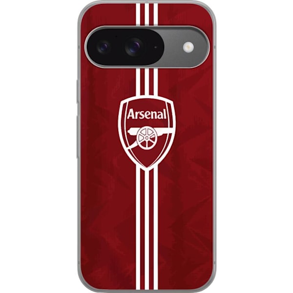 Google Pixel 9 Pro Läpinäkyvä kuori Arsenal Emblem Jalkapallo Premier League Seuravaakuna Punainen Valkoinen Ikoninen Fanit Lontoo Urheilu Motiivi