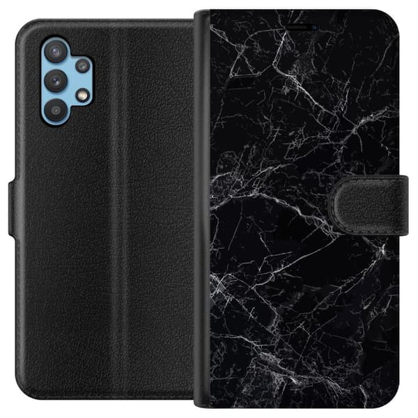 Kompatibelt Plånboksfodral till Samsung Galaxy A32 5G Marmor Svart