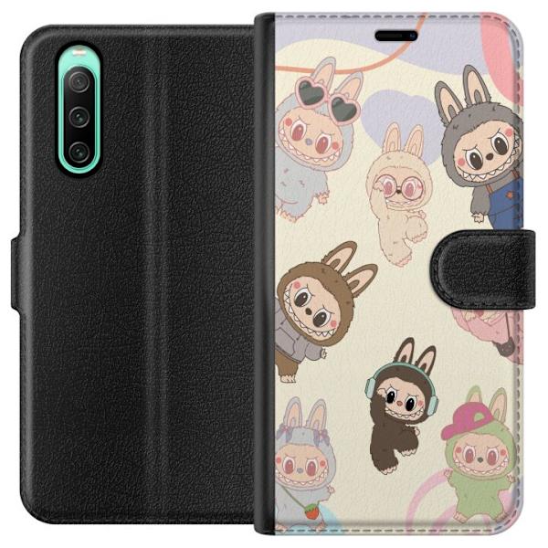 Sony Xperia 10 IV Lompakkokotelo Labubu Pop Mart Kokoelma Motiivi Figuuri Kokoelma Suunnittelu Suosittu Taidelelu Pop Mart Luova Graafinen