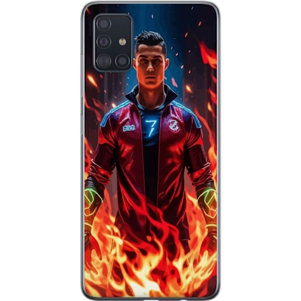 Samsung Galaxy A51 Läpinäkyvä kuori Ronaldo Inferno - jalkapallolegenda liekeissä
