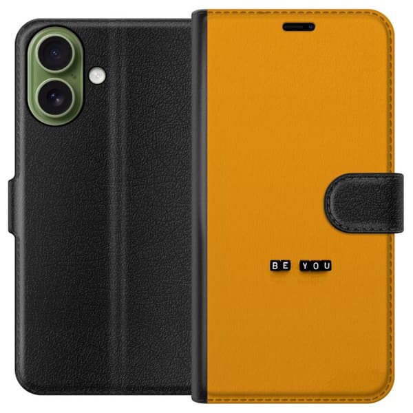 Kompatibelt Plånboksfodral till Apple iPhone 17 Be You text orange
