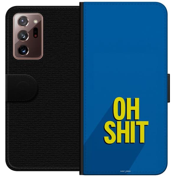 Kompatibelt Lommeboketui til Samsung Galaxy Note20 Ultra Oh Shit text blå