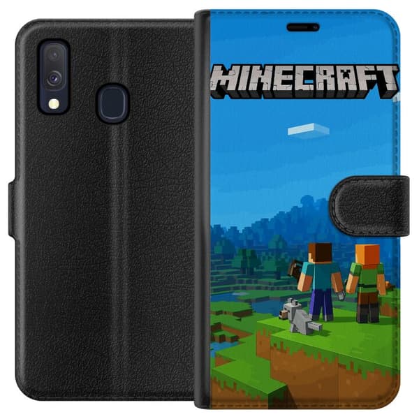 Kompatibel Tegnebogsetui til Samsung Galaxy A40 Minecraft Key Art