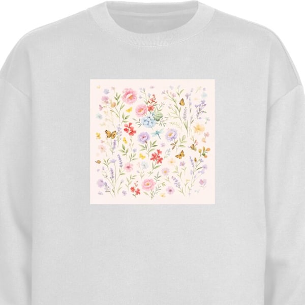 Sweatshirt for Barn | Myk og Klassisk Collegegenser Blomster hvit one size