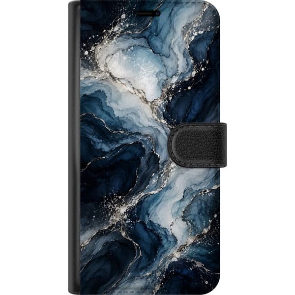Kompatibelt Plånboksfodral till Motorola Moto E13 Nattmarmor blå
