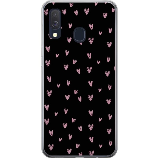 Samsung Galaxy A40 Genomskinligt Skal Små Hjärtan