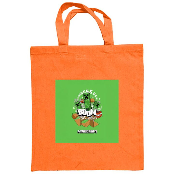 Mulepose | Holdbar Indkøbstaske i Stof Minecraft Boom Orange one size