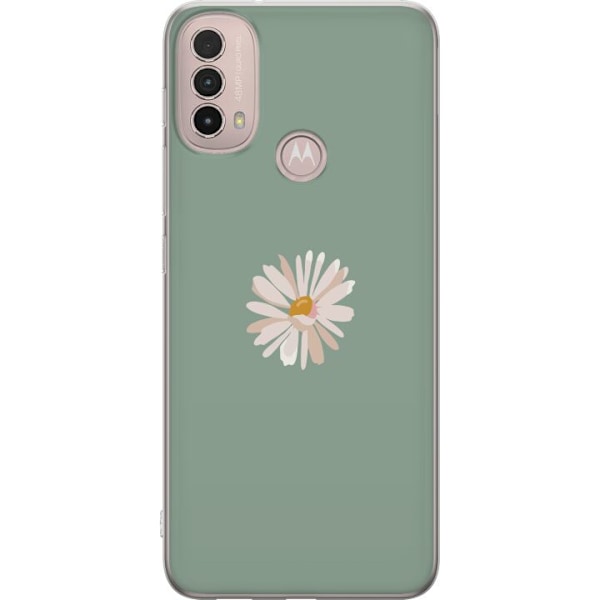 Motorola Moto E40 Läpinäkyvä kuori Vihreä Minimalikukka - tyylikäs kukka vihreällä taustalla