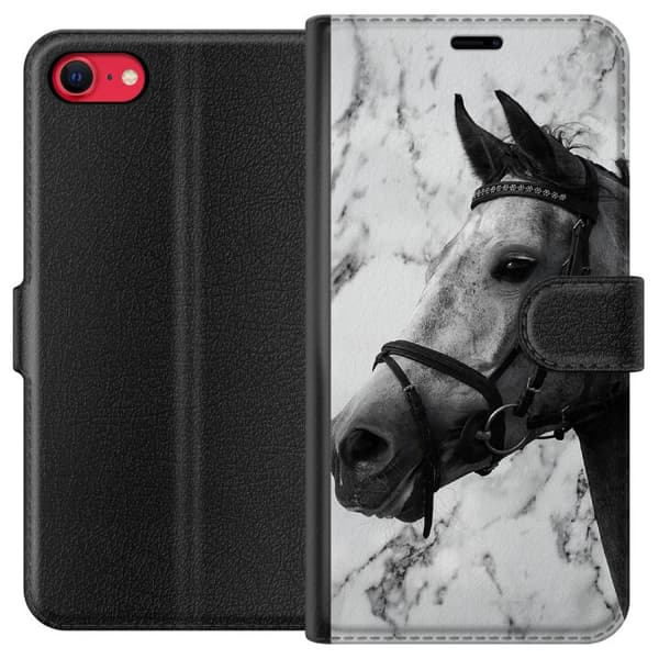 Kompatibel Tegnebogsetui til Apple iPhone 7 Marmor med hest