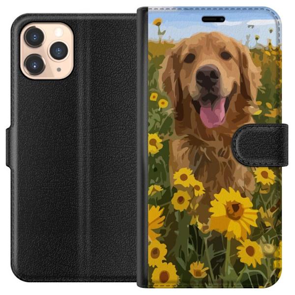 Apple iPhone 11 Pro Tegnebogsetui Golden Retriever Solrosmark Hundemotiv Natur Sommer Design Populær Hunderace Familiefavorit