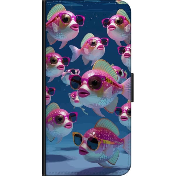 Kompatibel Tegnebogsetui til Samsung Galaxy Note9 Fiskar med solglasögon blå