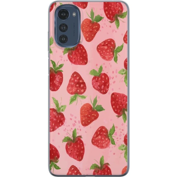 Motorola Moto E32s Gennemsigtig cover Jordbærdrømme - Retro-stil jordbærmønster