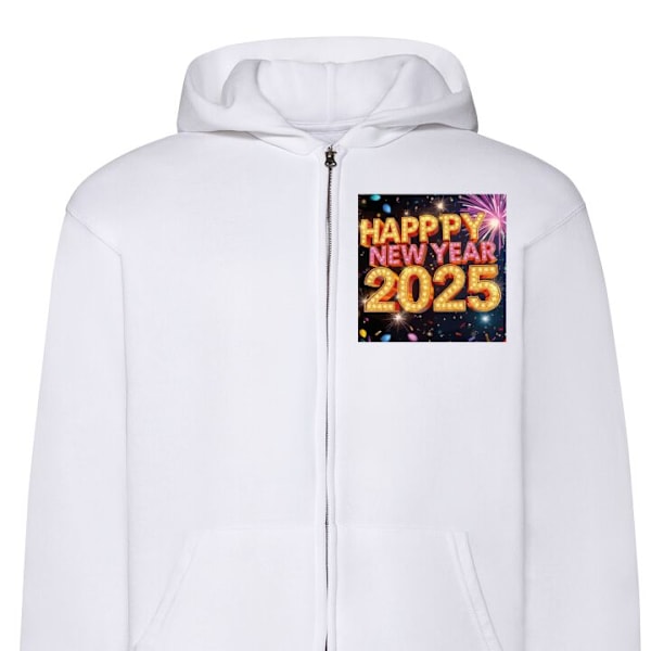 Zip-Hoodie | Huvtröja med Dragkedja för Vuxna Gott Nytt År vit S