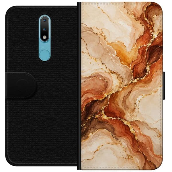 Kompatibelt Lommeboketui til Nokia 2.4 Høstagat beige