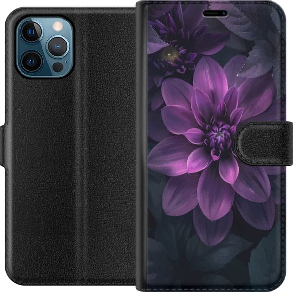 Kompatibel Tegnebogsetui til Apple iPhone 12 Pro Max Dramatisk lilla blomst i nærbillede med bløde skygger og dybde, perfekt til natur og farverigt d